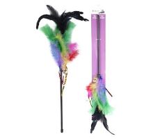 Hračka kočka Udice kohoutí pírko 50cm