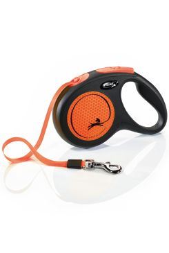 Vodítko FLEXI Neon New M pásek 5m/25kg černá/oranžová