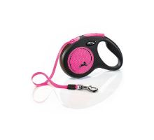 Vodítko FLEXI Neon New M pásek 5m/25kg černá/růžová