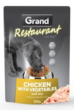GRAND Dog kapsa Restaurant kuřecí na zelenině 300g