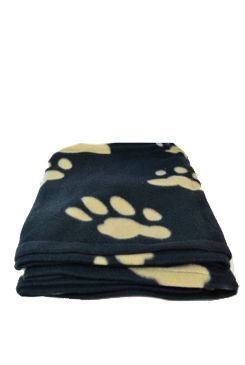 Deka pro psy BARNEY hnědé tlapky 150x100cm černá TR
