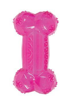 Hračka pes BONE TPR POP kost 14cm růžová Zolux